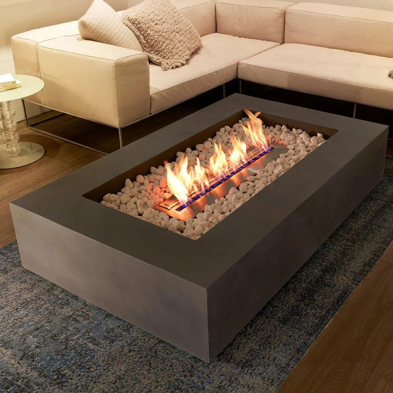 EcoSmart Fire - Wharf 65" Rectangular Concrete Fire Pit Table - Fire Pit Stock