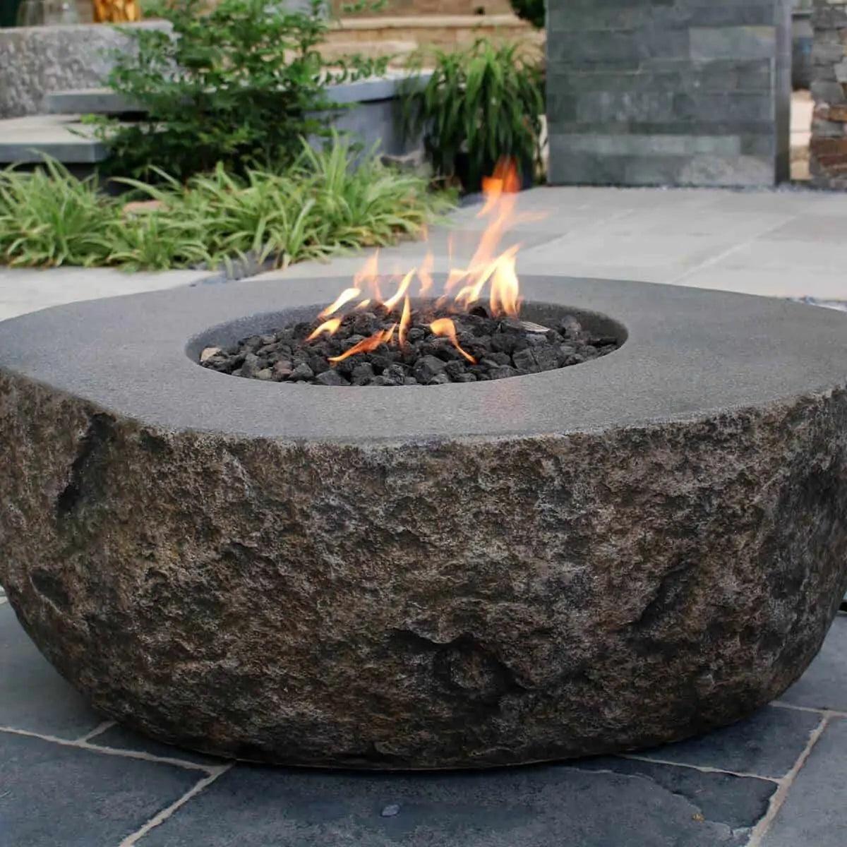 Elementi - Boulder Round Concrete Fire Pit Table OFG110 - Fire Pit Stock