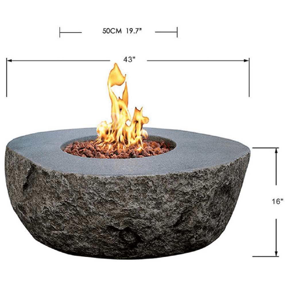 Elementi - Boulder Round Concrete Fire Pit Table OFG110 - Fire Pit Stock