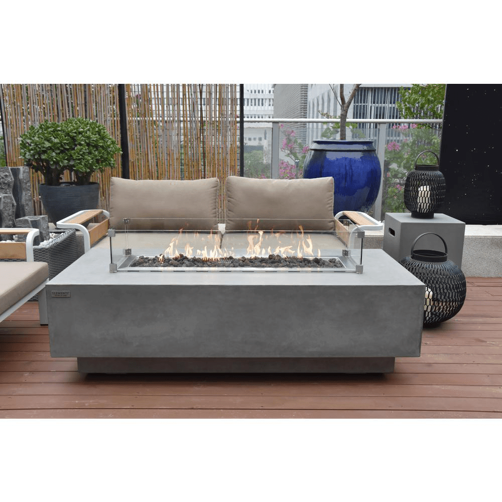 Elementi - Granville Rectangular Concrete Fire Pit Table OFG121 - Fire Pit Stock