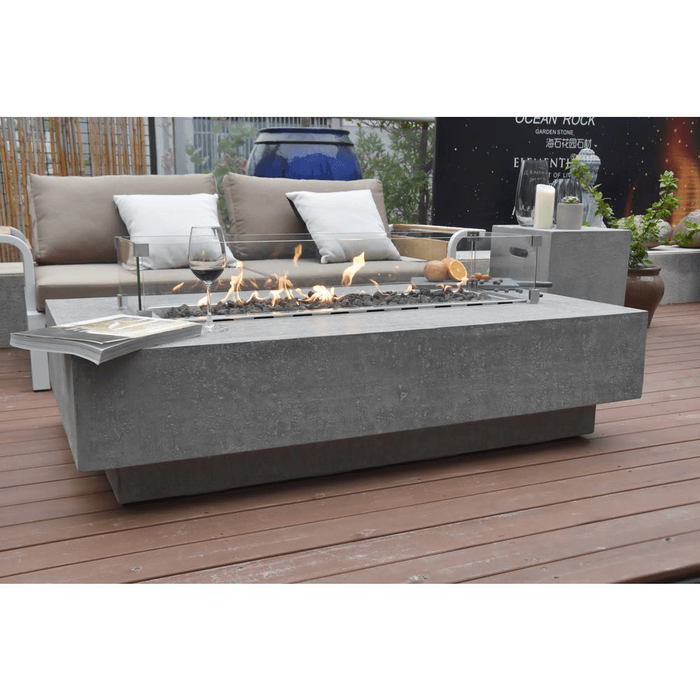 Elementi - Hampton Rectangle Concrete Fire Pit Table OFG139 - Fire Pit Stock