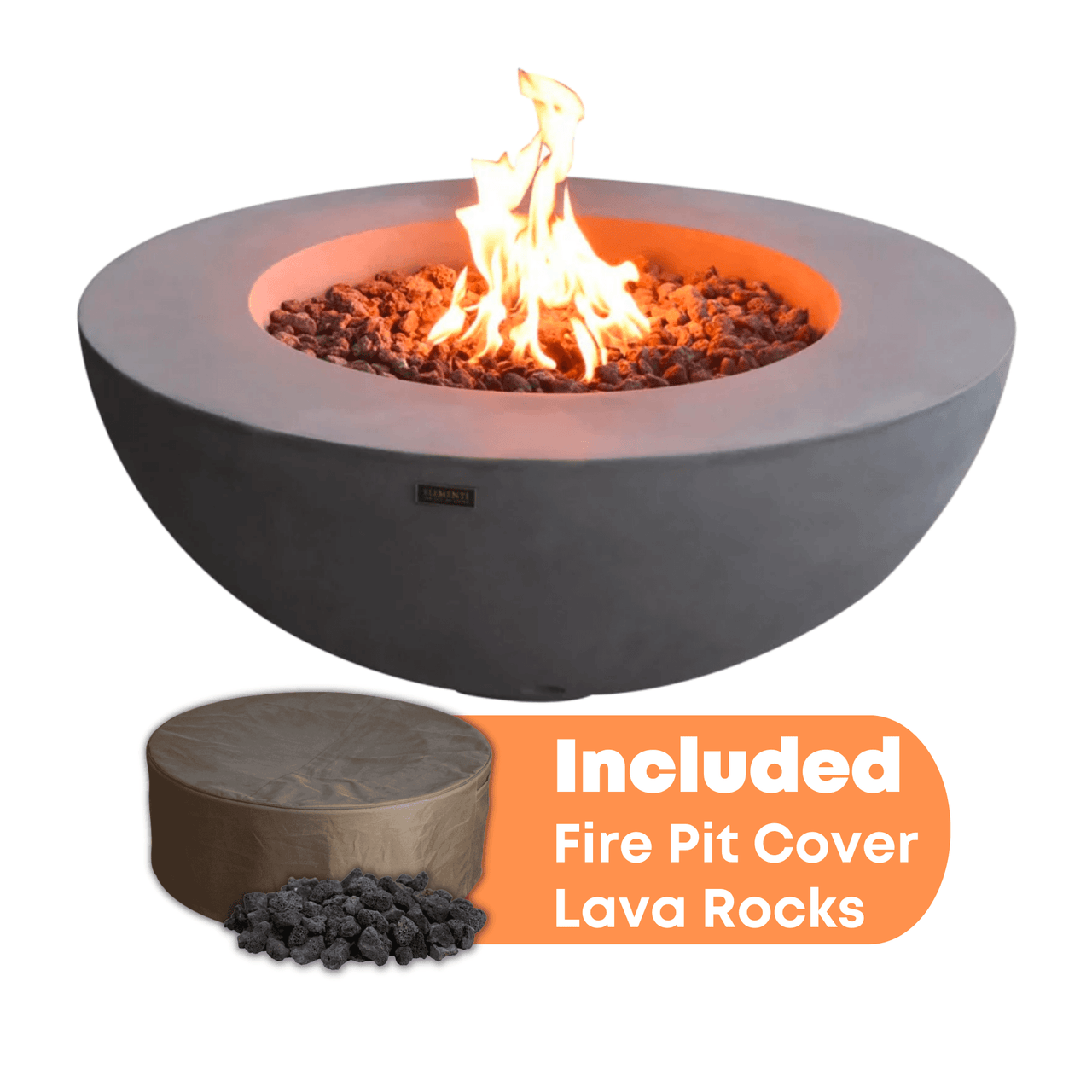 Elementi - Lunar Round Concrete Fire Pit Table OFG101 - Fire Pit Stock