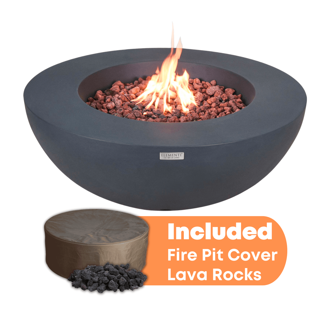 Elementi - Lunar Round Concrete Fire Pit Table OFG101 - Fire Pit Stock