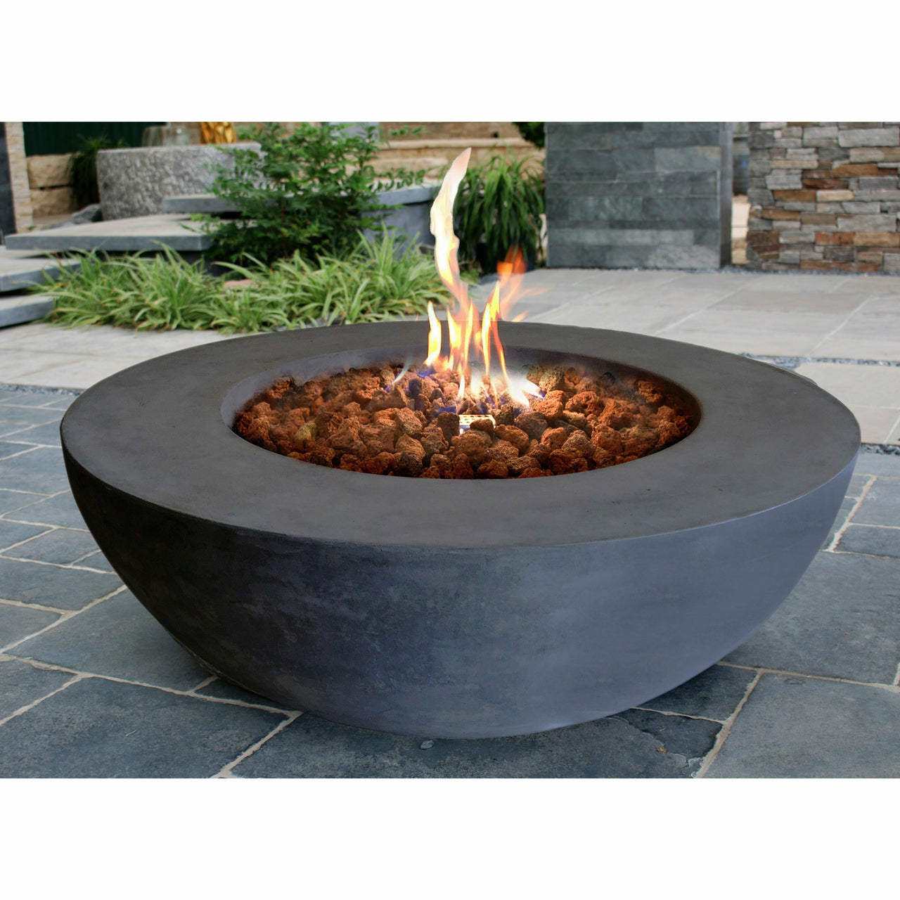 Elementi - Lunar Round Concrete Fire Pit Table OFG101 - Fire Pit Stock