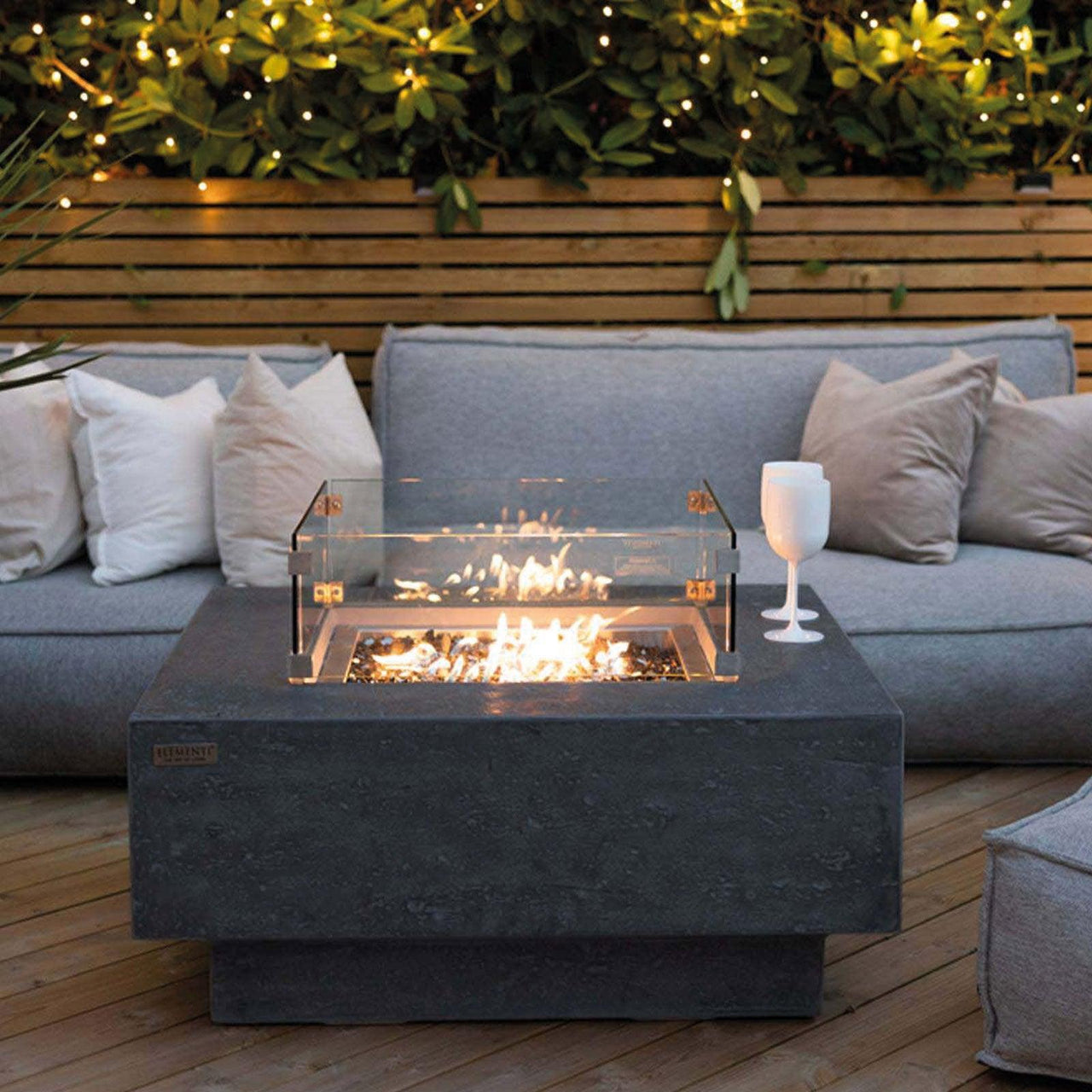 Elementi - Manhattan Square Concrete Fire Pit Table OFG103 - Fire Pit Stock