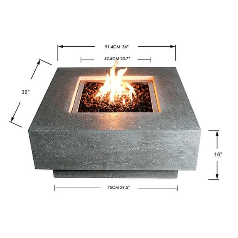 Elementi - Manhattan Square Concrete Fire Pit Table OFG103 - Fire Pit Stock