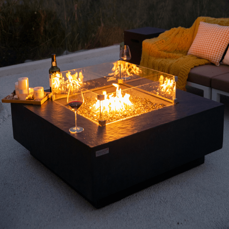 Elementi Plus - Bergen Square Concrete Fire Pit Table - OFG413DG - Fire Pit Stock