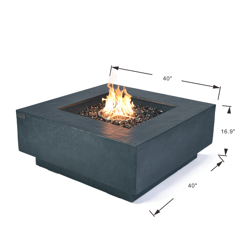 Elementi Plus - Bergen Square Concrete Fire Pit Table - OFG413DG - Fire Pit Stock