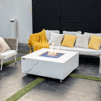 Thumbnail for Elementi Plus - Bianco Square Marble Fire Pit Table - OFP103BW - Fire Pit Stock