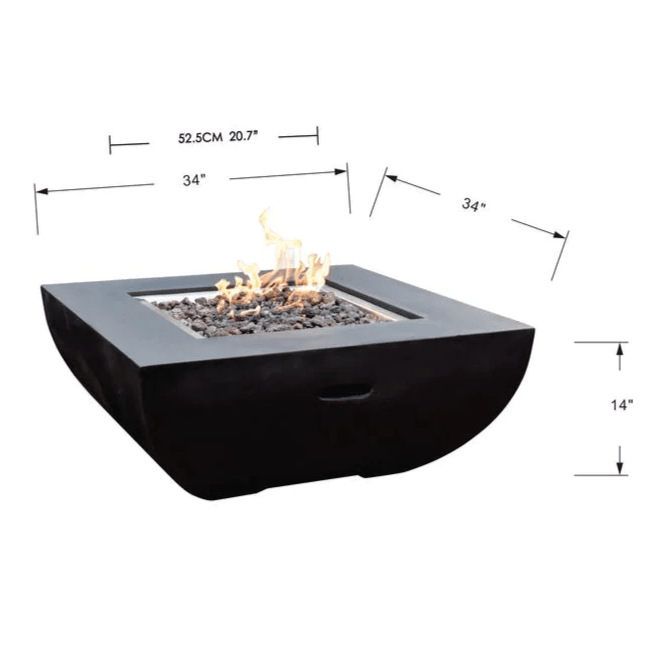 Modeno - Aurora Concrete Square Fire Pit Table OFG114 - Fire Pit Stock