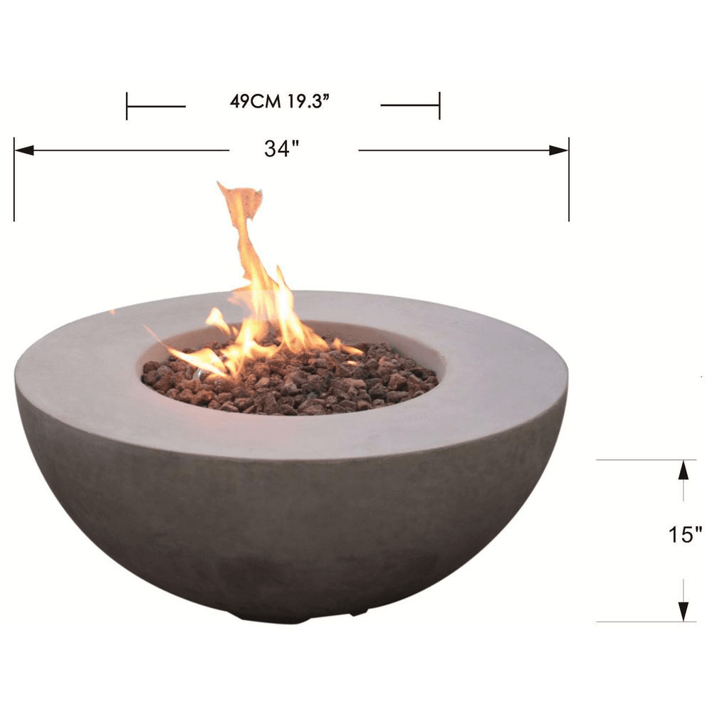 Modeno - Roca Round Concrete Fire Pit Table OFG107 - Fire Pit Stock