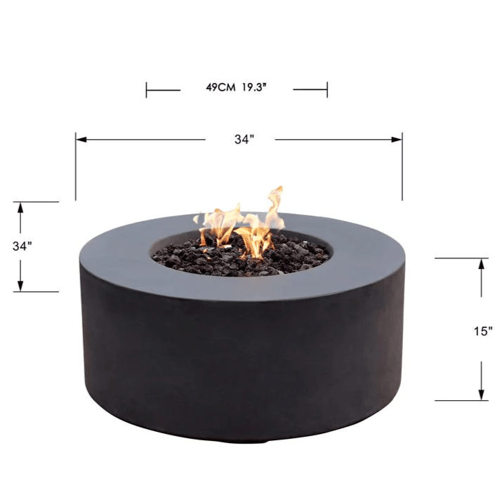 Modeno - Venice Round Concrete Fire Pit Table OFG113 - Fire Pit Stock