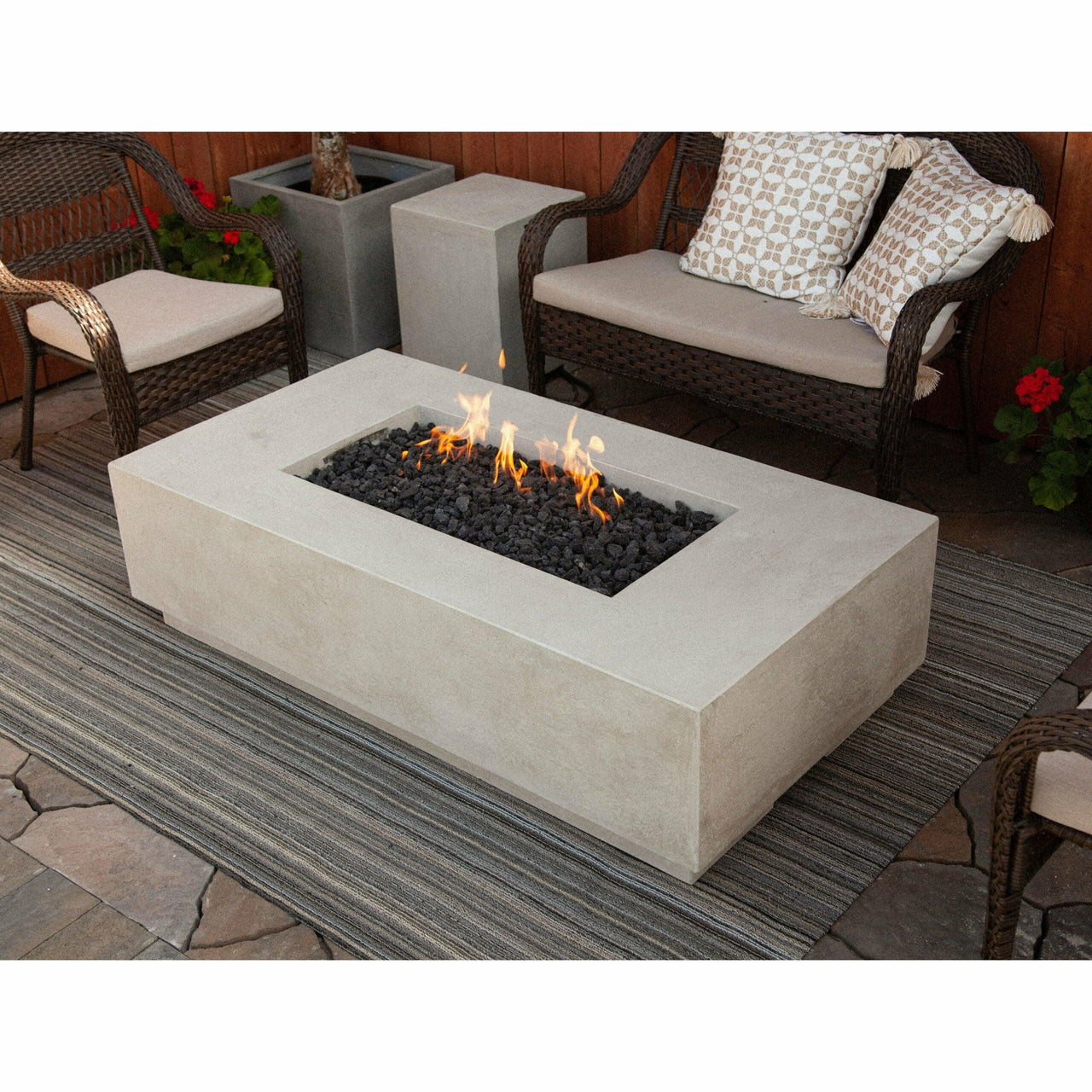 Prism Hardscapes - Tavola Series 8 Rectangular Concrete Fire Pit Table - Fire Pit Stock