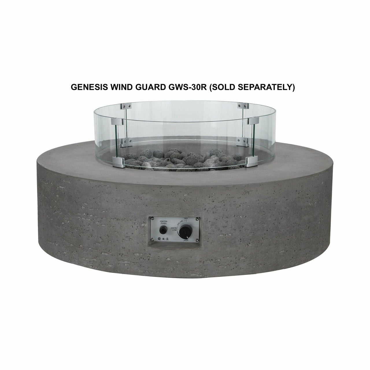 PyroMania Fire - Genesis Round Concrete Fire Pit Table - Fire Pit Stock