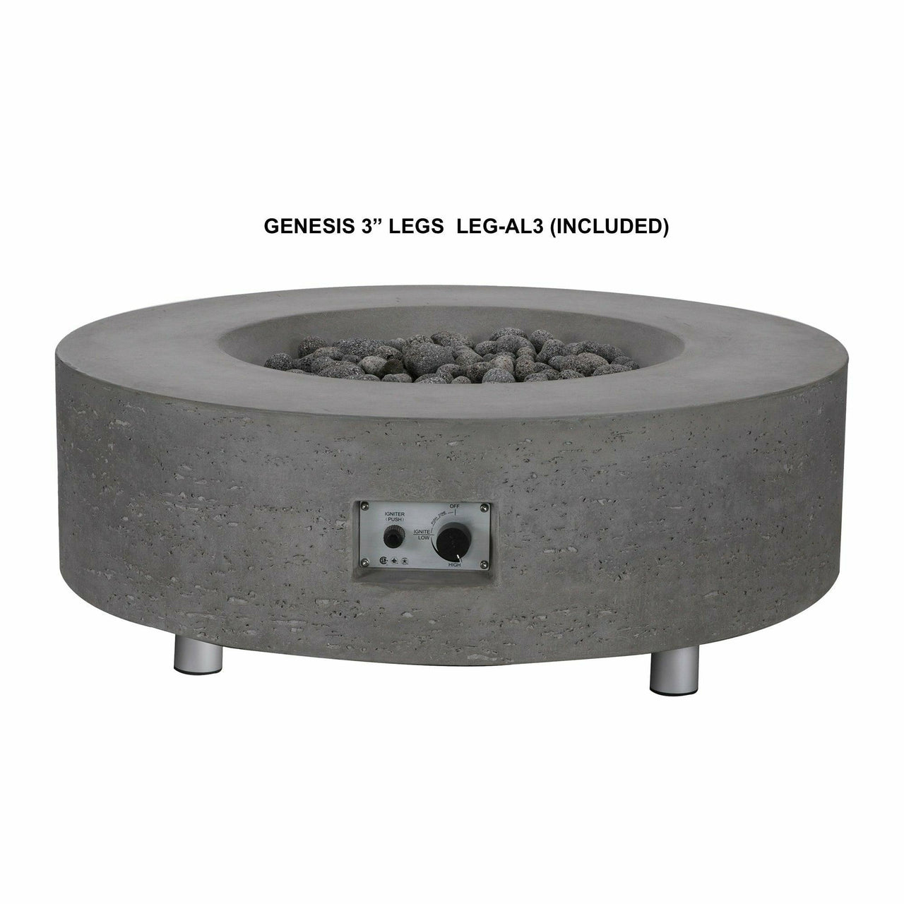 PyroMania Fire - Genesis Round Concrete Fire Pit Table - Fire Pit Stock