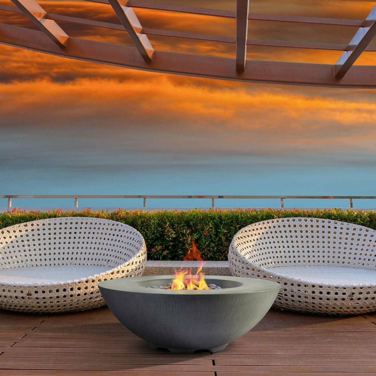 PyroMania Fire - Shangri-La Round Concrete Fire Pit Bowl - Fire Pit Stock